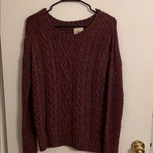 Purple Cable Knit Sweater